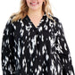 Alfani Women's Printed V Neck High Low Top Black Size 2X