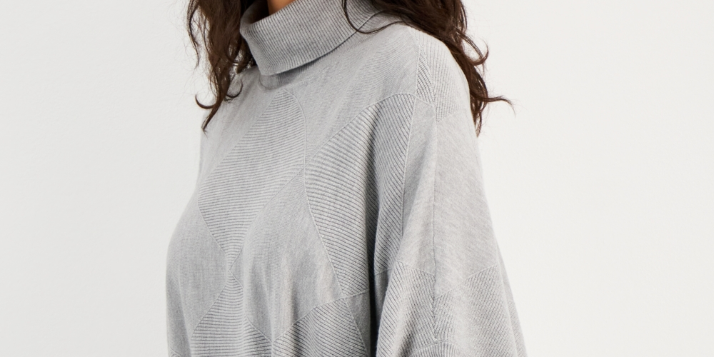 Alfani Women's Turtleneck Poncho Sweater Gray Size X-Large