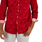 Club Room Men's Long Sleeve Corduroy Fox PrinT-Shirt Red Size Medium