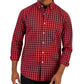 Club Room Men's Grant Classic Fit Check Button Down Poplin Shirt Red Size Medium