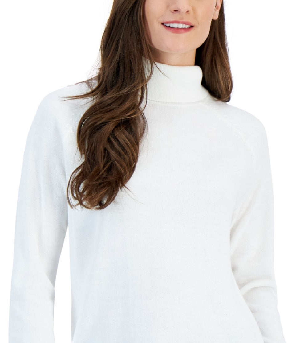 Karen Scott Women's Luxesoft Turtleneck Top White Size Medium