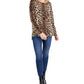 INC International Concepts Women's Leopard Print Boat Neck Sweater Black Size Medium