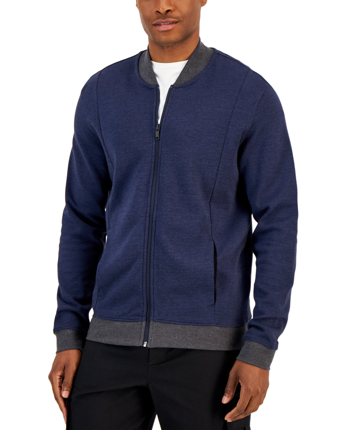 Alfani Men's Zip Front Sweater Jacket Blue Size X-Large