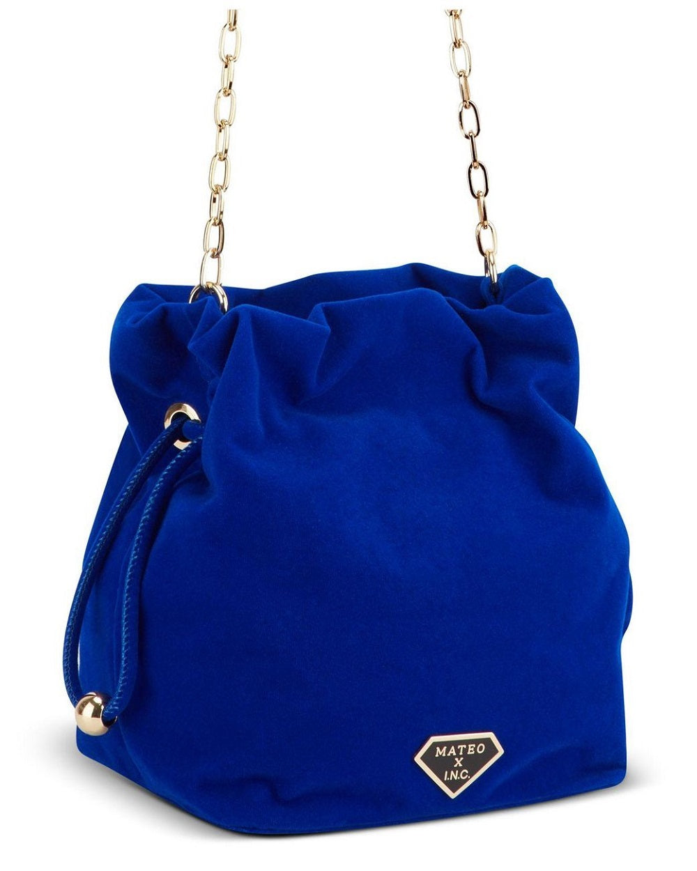 INC International Concepts Women's Velvet Bucket Bag Blue Size Regular