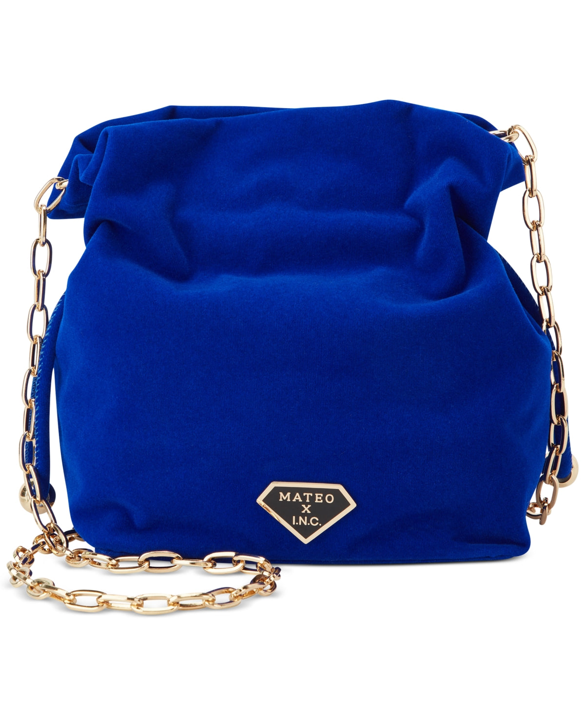 INC International Concepts Women's Velvet Bucket Bag Blue Size Regular