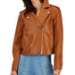 INC International Concepts Women's Faux Leather Jacket Brown Size Medium