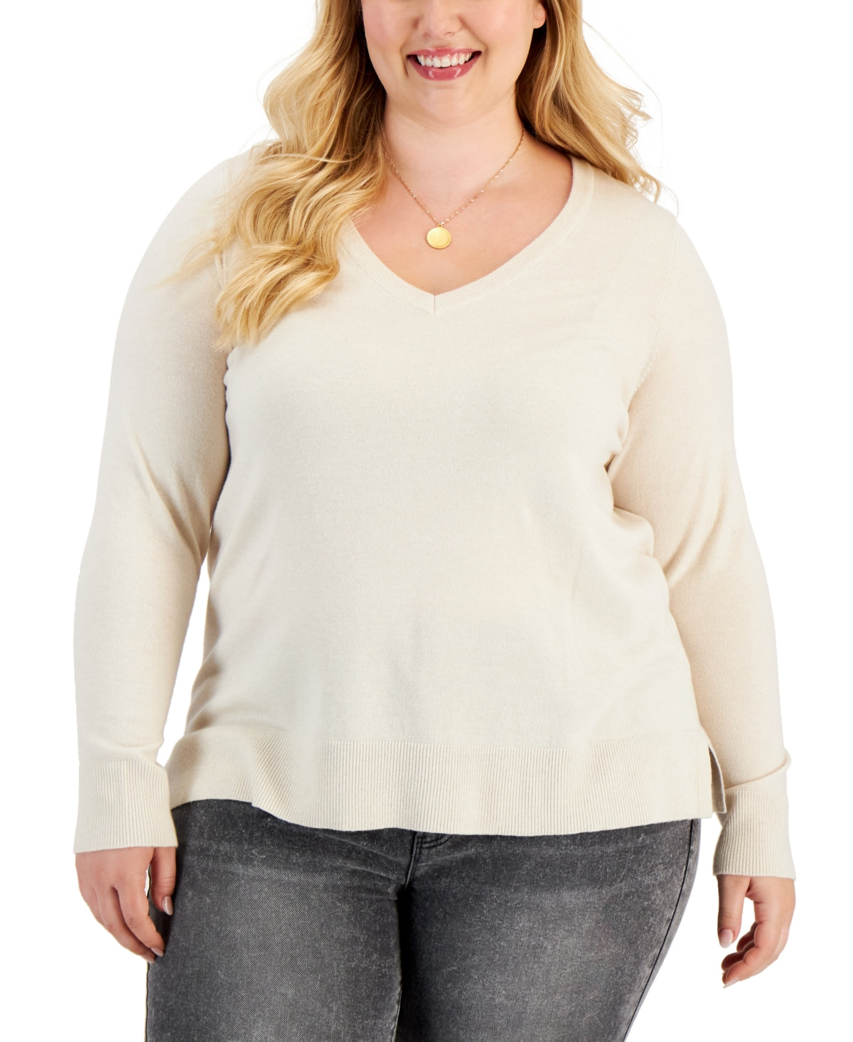 Style & Co Women's V Neck Sweater Brown Size 2X