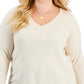 Style & Co Women's V Neck Sweater Brown Size 2X