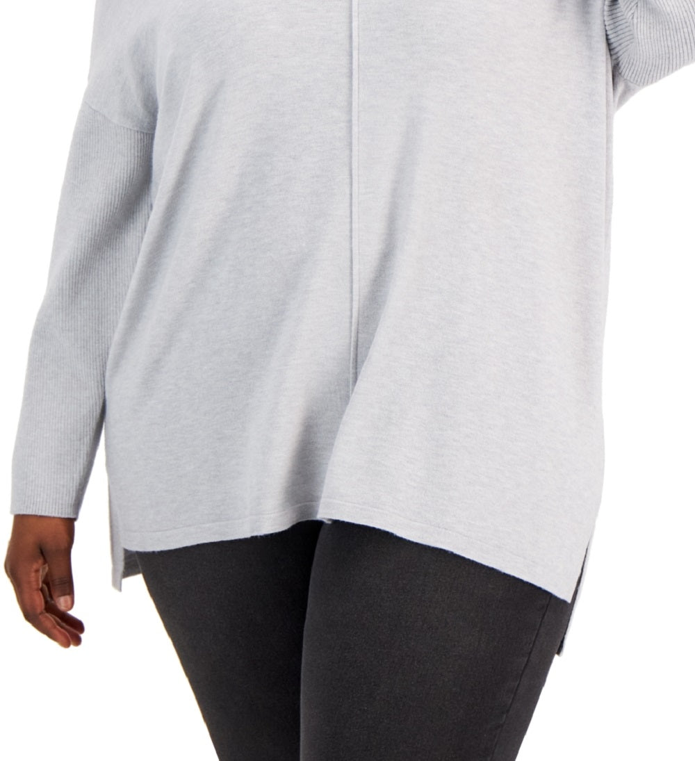 Style & Co Women's Front Seam Tunic Sweater Gray Size 2X