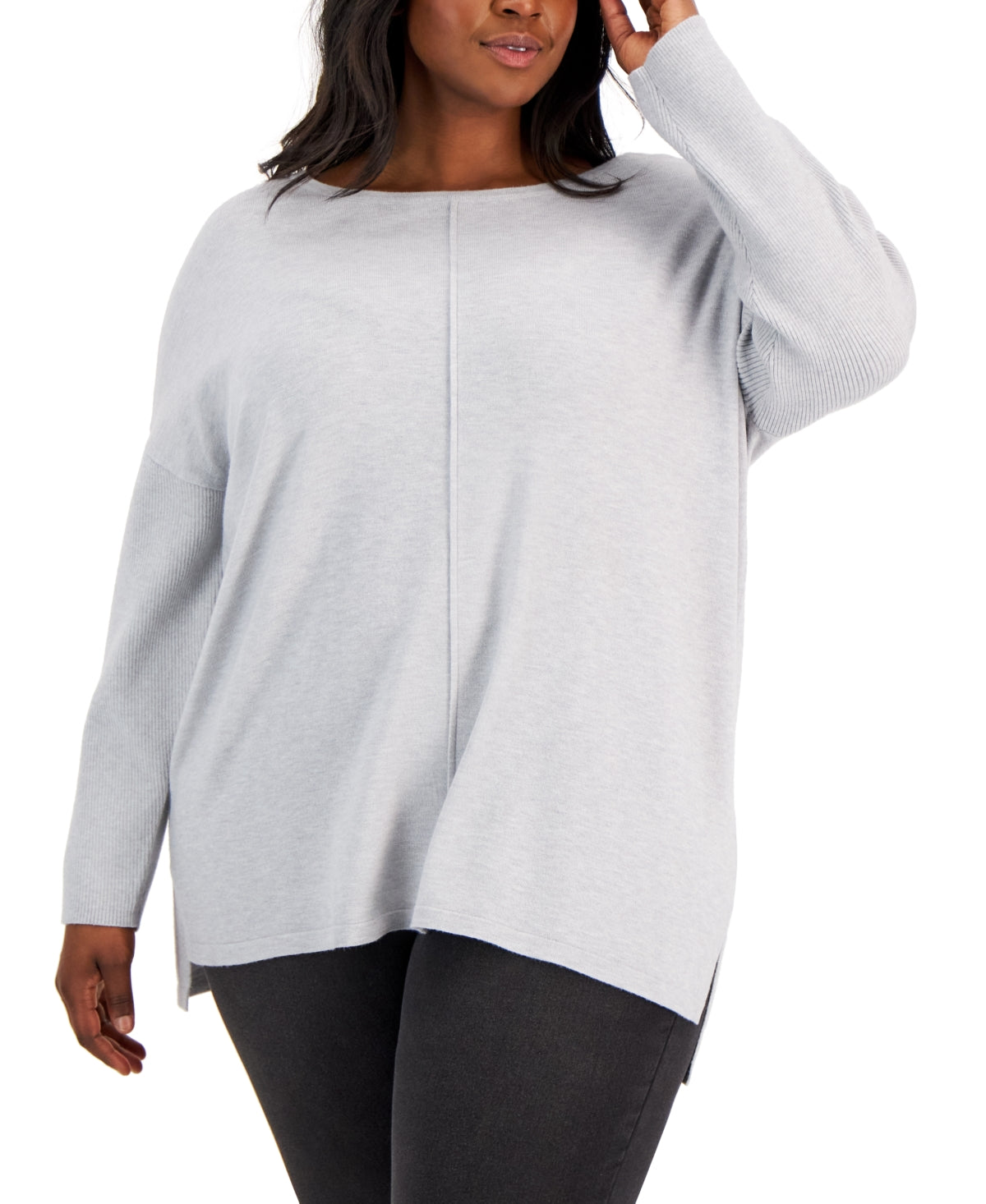 Style & Co Women's Front Seam Tunic Sweater Gray Size 2X