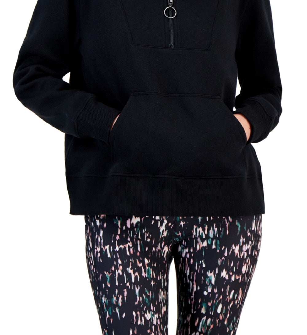 ID Ideology Women's Relaxed Colorblocked Zip Sweatshirt Pullover Black Size 2XL