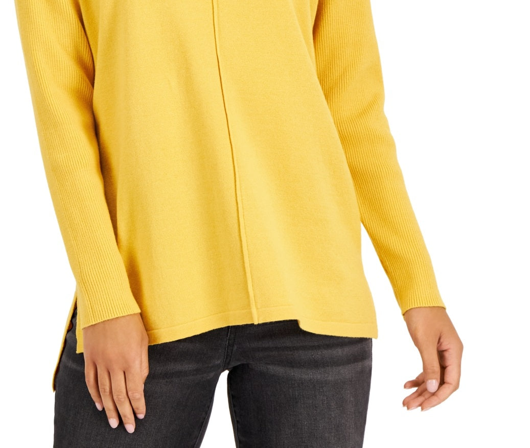 Style & Co Women's Seam Front Tunic Sweater Yellow Size Large