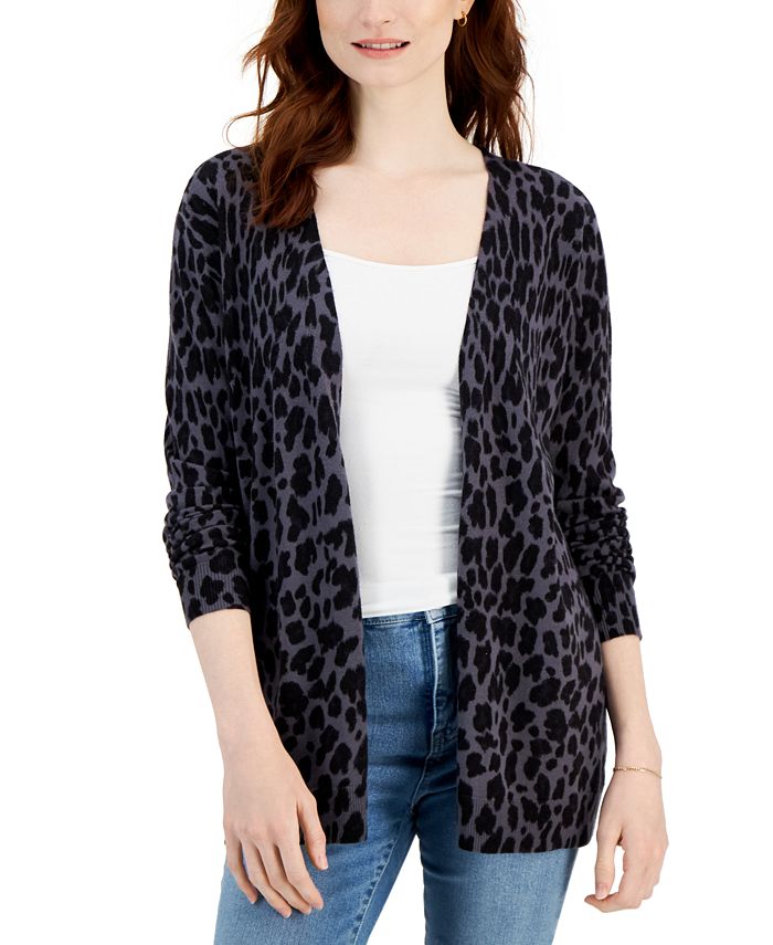 Style & Co Women's Printed Cardigan Gray Size X-Small
