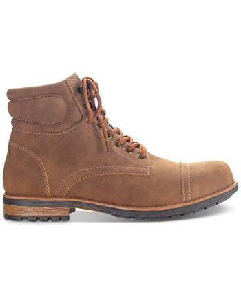 Sun + Stone Men's Baker Faux Leather Lace Up Boots Brown Size 10.5 M