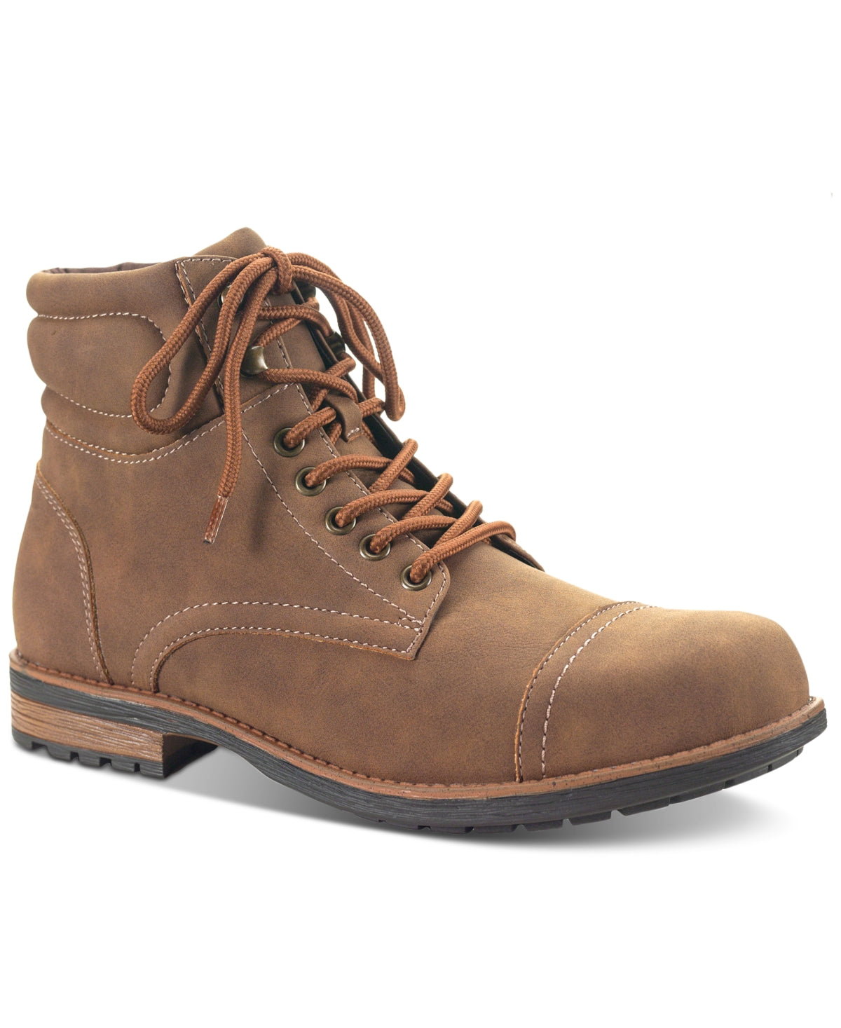 Sun + Stone Men's Baker Faux Leather Lace Up Boots Brown Size 10.5 M