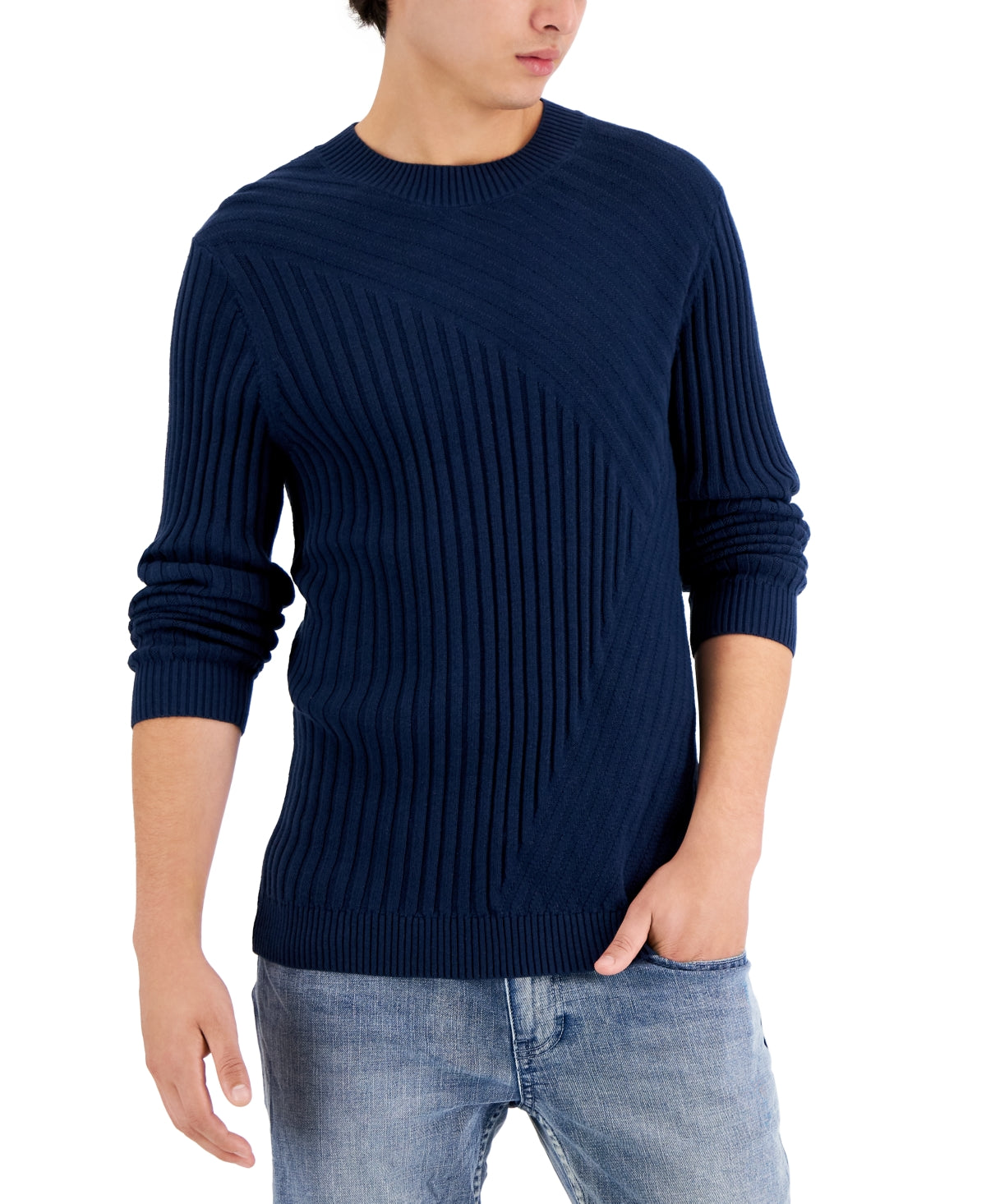 INC International Concepts Men's Tucker Crewneck Sweater Blue
