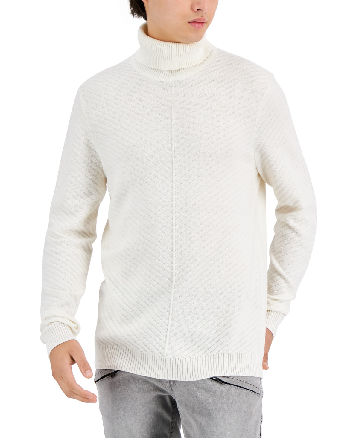 INC International Concepts Men's Axel Turtleneck Sweater White Size Large