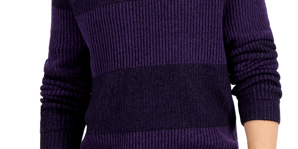 INC International Concepts Men's Plaited Crewneck Sweater Purple Size Small