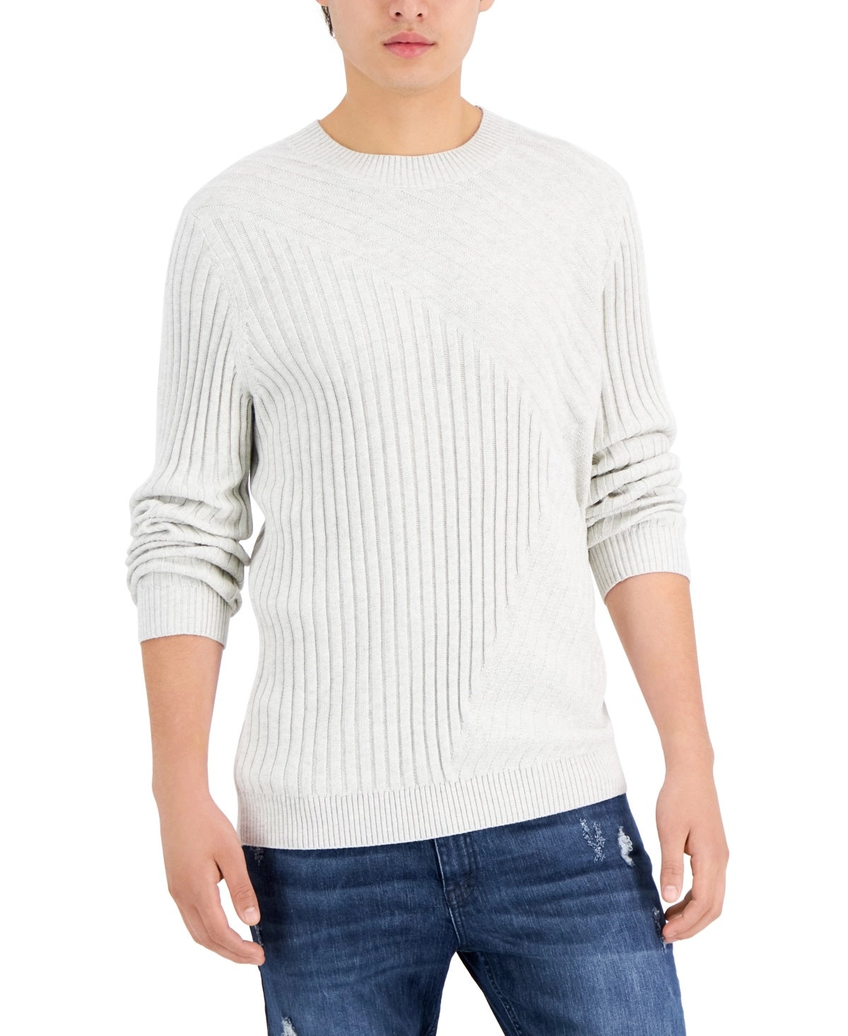 INC International Concepts Men's Tucker Crewneck Sweater Gray Size Medium
