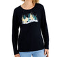 Karen Scott Women's Long Sleeve Holiday Top Black Size Large