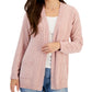 Karen Scott Women's Chenille Patch Pocket Cardigan Pink Size Medium