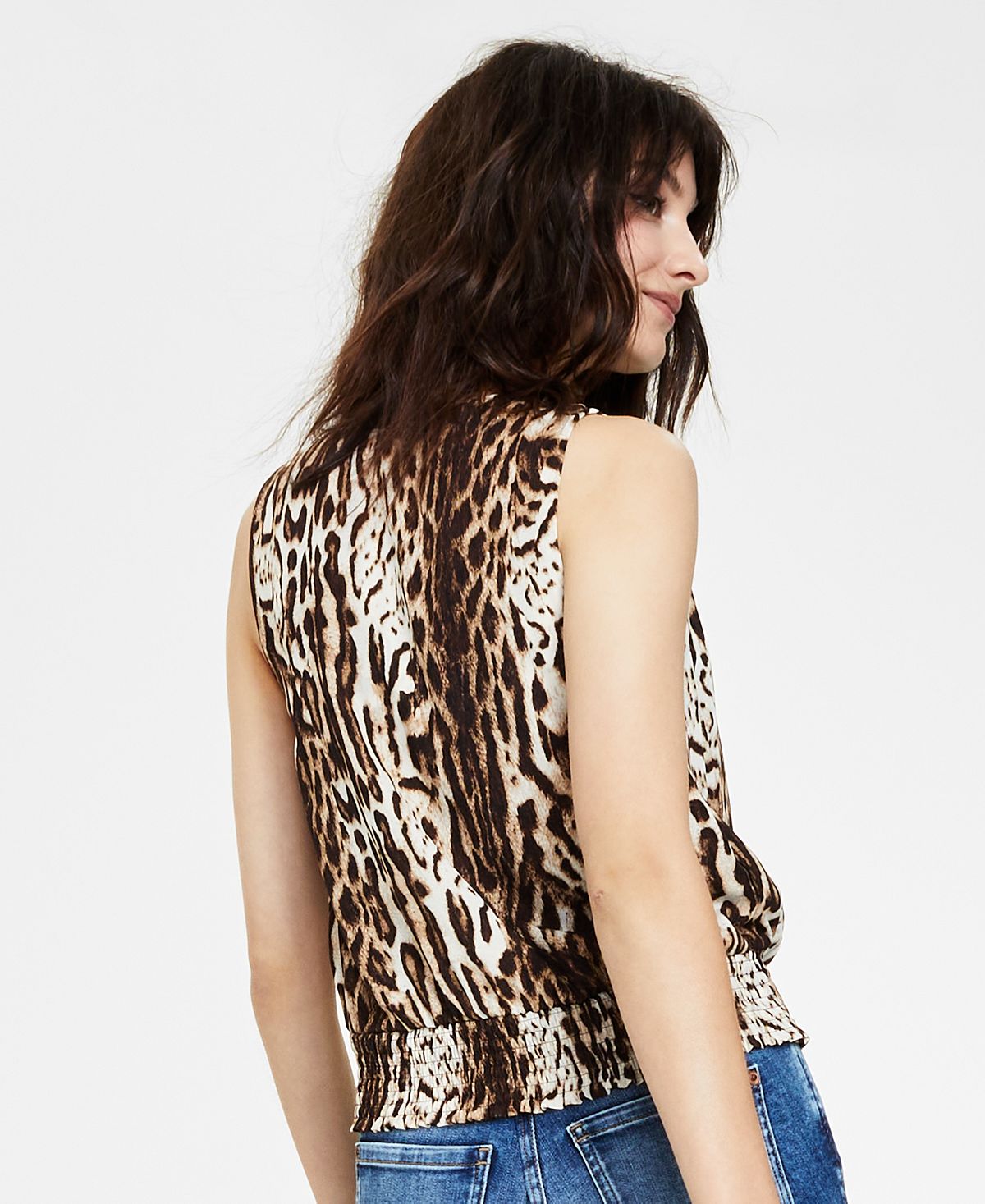 INC International Concepts Women's Cheetah Print Leopard Top Brown Size X-Large
