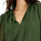 INC International Concepts Women's Clip Dot Tie Neck Blouse Green Size XX-Large