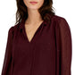 INC International Concepts Women's Clip Dot Tie Neck Blouse Red Size Large