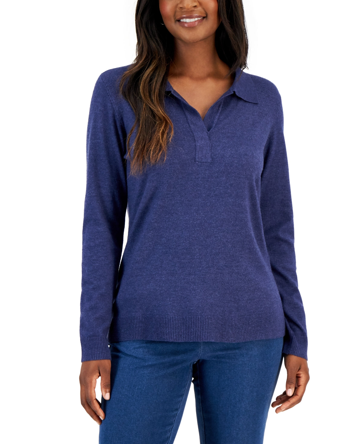 Karen Scott Women's Plush Polo Sweater Blue Size XX-Large