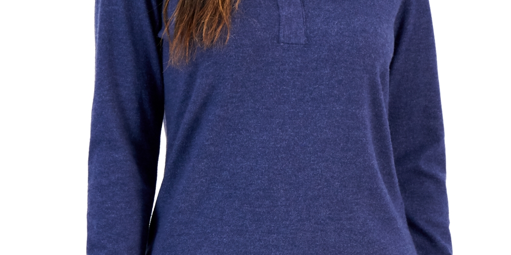 Karen Scott Women's Plush Polo Sweater Blue Size XX-Large