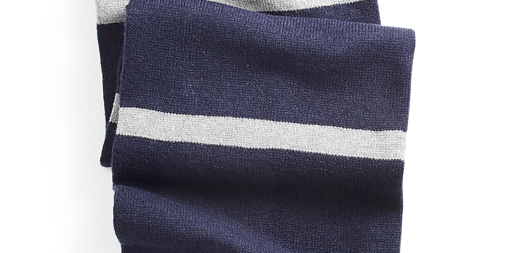 Alfani Men's Horizontal Stripe Knit Scarf Blue Size Regular