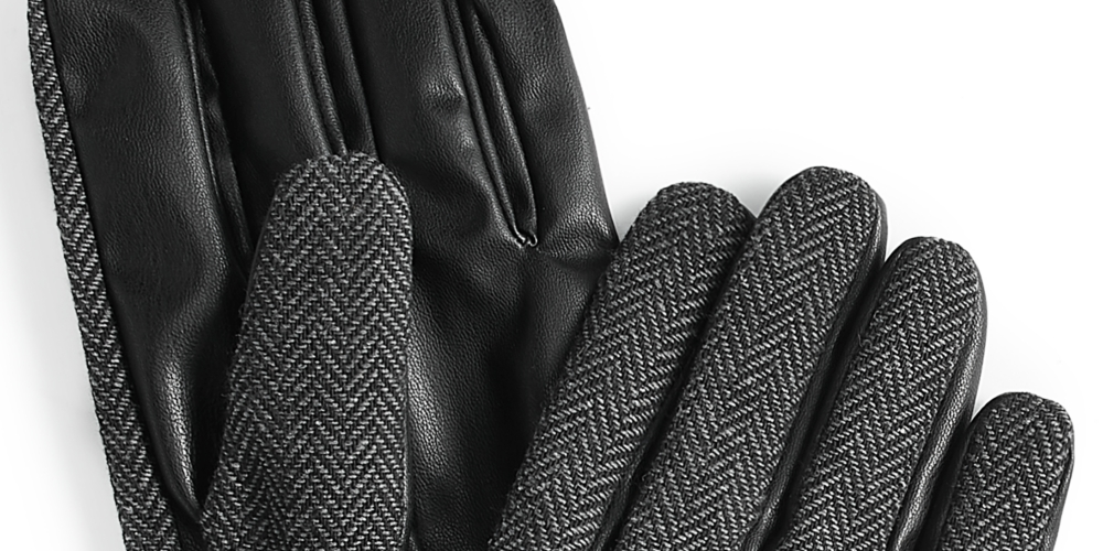 Alfani Men's Dressy Herringbone Gloves Black Size Regular
