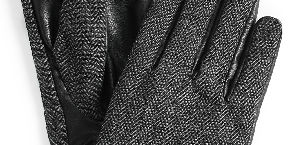 Alfani Men's Dressy Herringbone Gloves Black Size Regular
