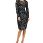 INC International Concepts Women's Printed Mesh Bodycon Dress Black Size Petite Large