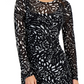 INC International Concepts Women's Printed Mesh Bodycon Dress Black Size Petite Large
