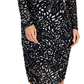 INC International Concepts Women's Printed Mesh Bodycon Dress Black Size Petite Small