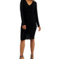 INC International Concepts Women's V Neck Ruched Mesh Dress Black Size X-Large