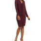 INC International Concepts Women's V Neck Ruched Mesh Dress Red Size Large