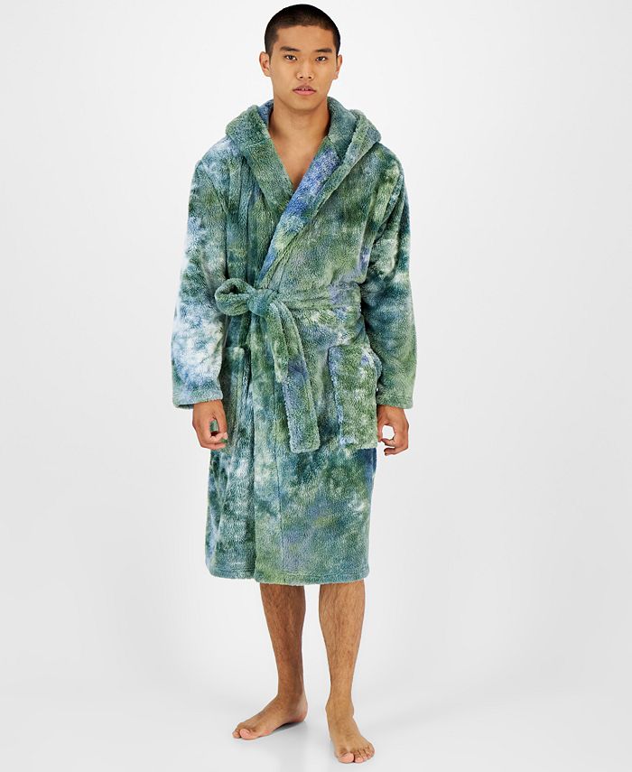 सन + स्टोन पुरुषों का टाई-डाई हूडि फ़्लीस रोब हरा साइज़ L/XL