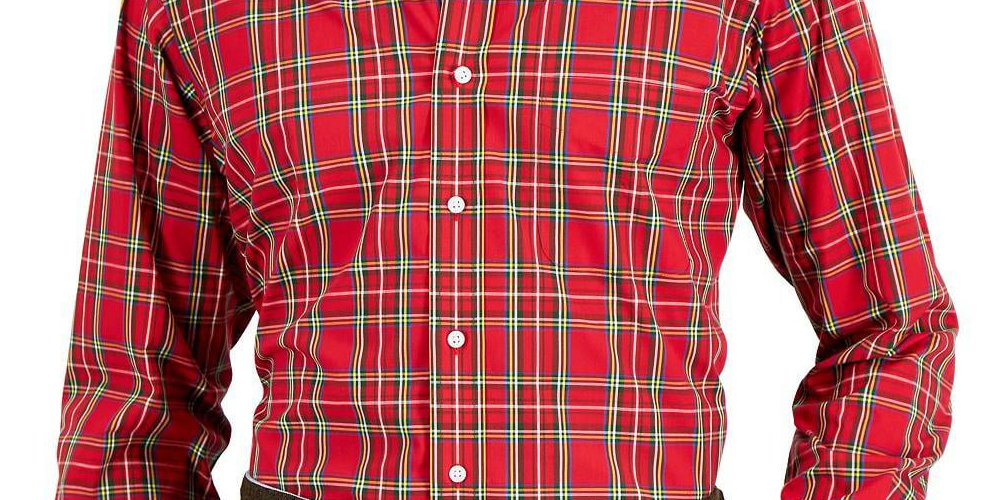 Club Room Men's Regular Fit Cotton Dress Shirt Red Size 34-35