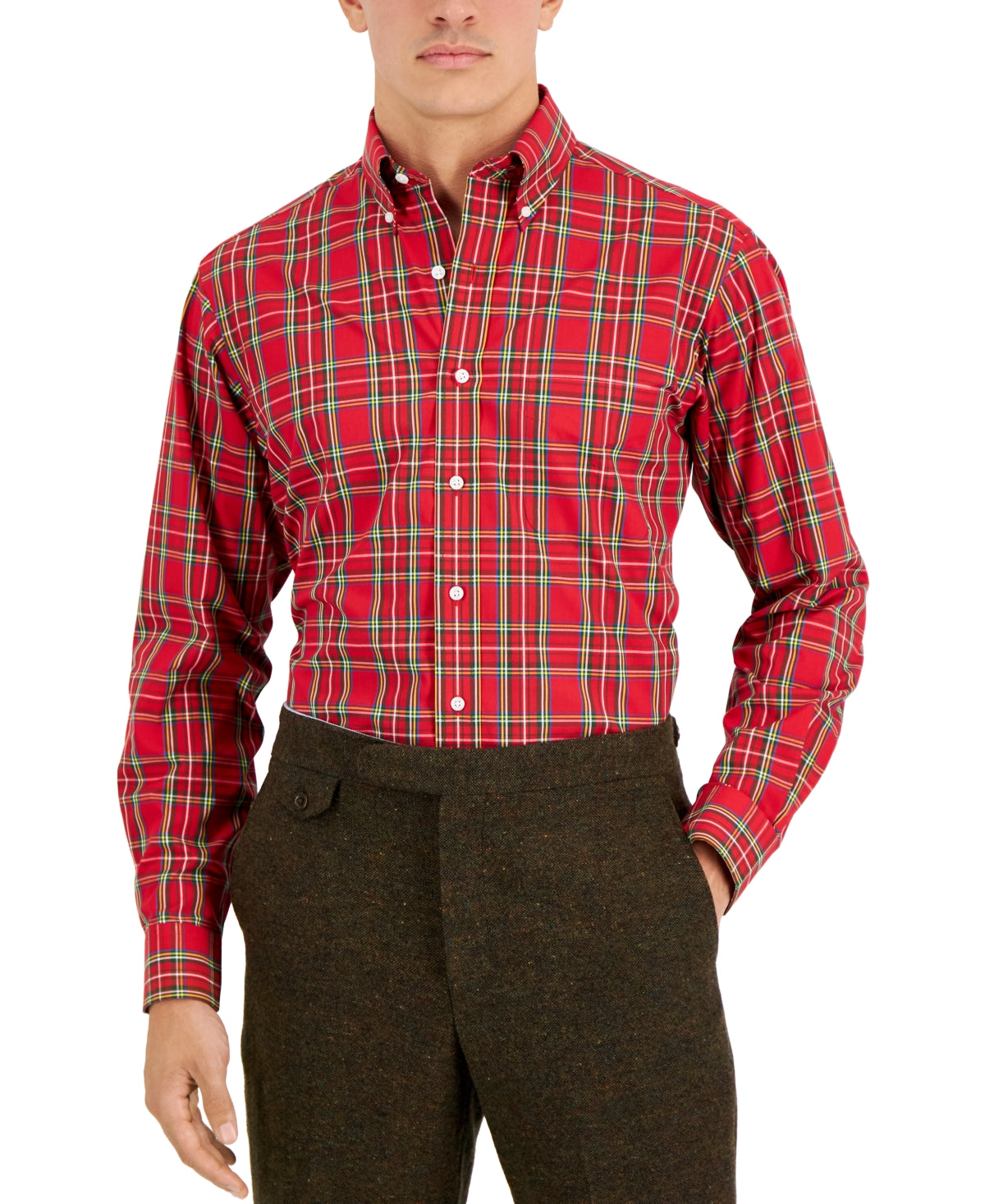 Club Room Men's Regular Fit Cotton Dress Shirt Red Size 16.5X34X35
