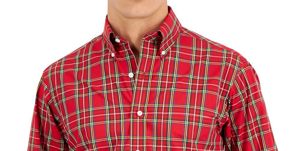 Club Room Men's Regular Fit Cotton Dress Shirt Red Size 32-33