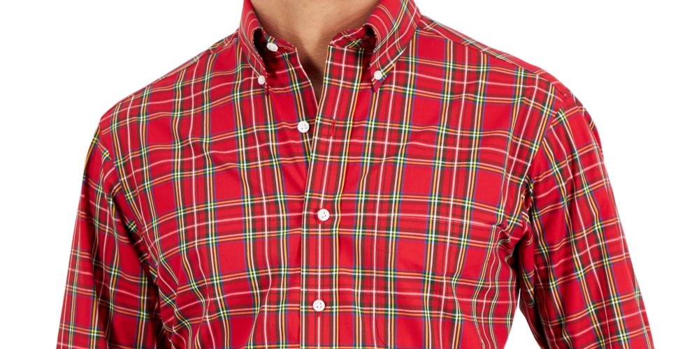 Club Room Men's Regular Fit Cotton Dress Shirt Red Size 17.5X34X35