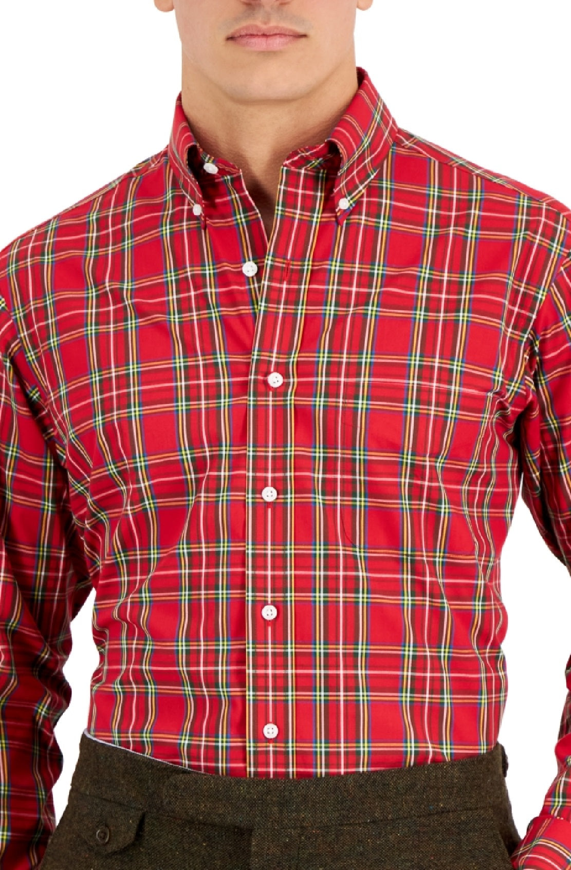 Club Room Men's Regular Fit Cotton Dress Shirt Red Size 18.5X36X37