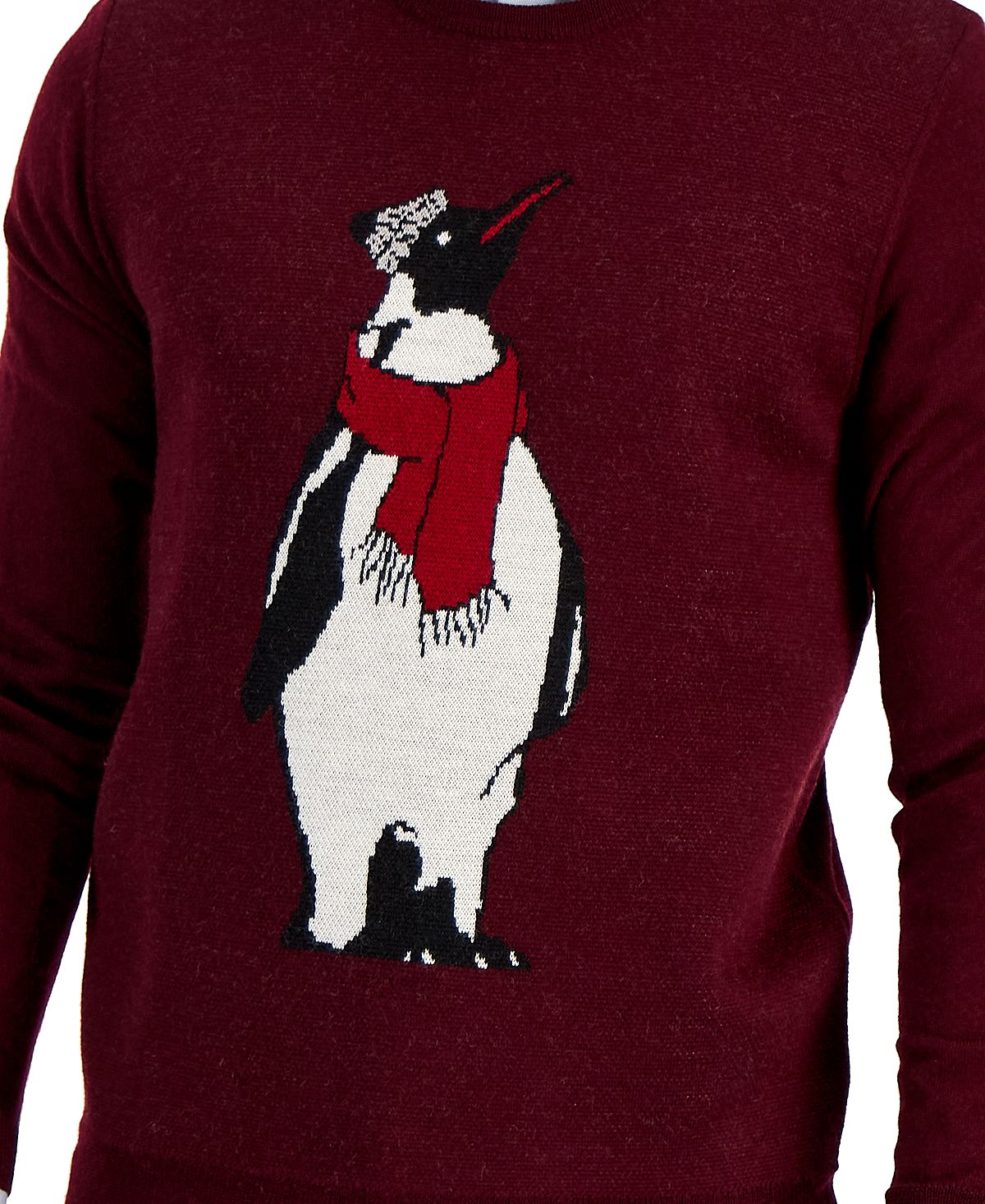 Club Room Men's Merino Penguin Sweater Red Size Medium