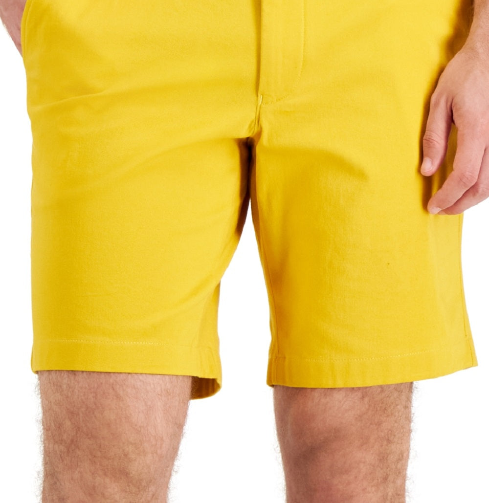 Club Room Men's Regular Fit 9 4 Way Stretch Shorts Yellow Size 32