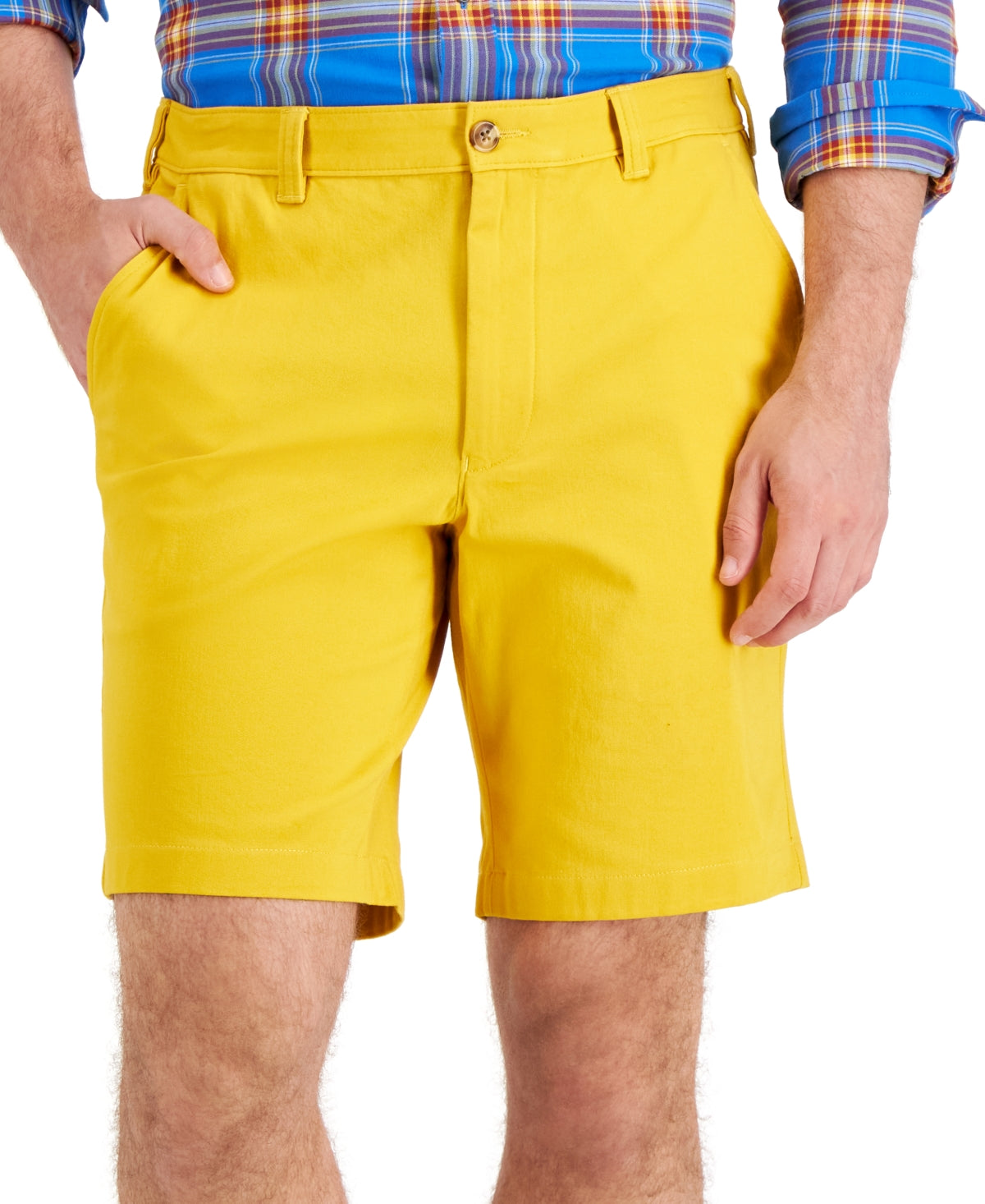 Club Room Men's Regular Fit Way Stretch Shorts Yellow Size 44