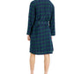 Club Room Men's Plaid Plush Flannel Robe Blue Size Small