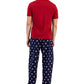 Club Room Men's Solid Top & Santa Bottom Pajama Set Blue Size X-Large