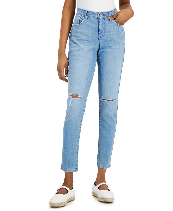 Style & Co Women's Curvy Fit Skinny Jeans Blue Size 4